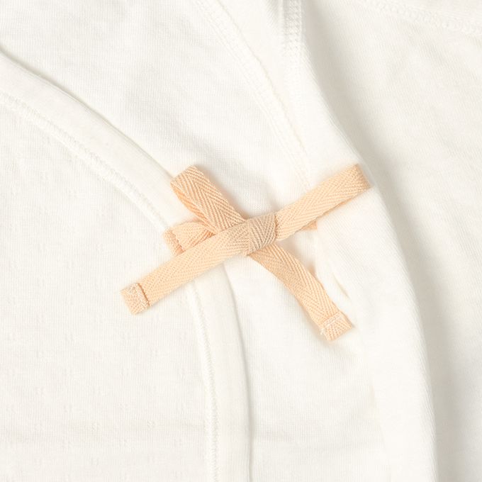 akachan honpo - 長袖新生兒內衣4件組蓬鬆棉質-按扣款-淺卡其色 (50~60cm)