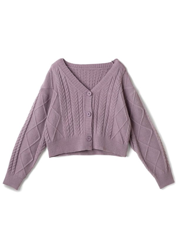 日本 GRL - 不對稱剪裁針織背心+短版外套兩件組-紫