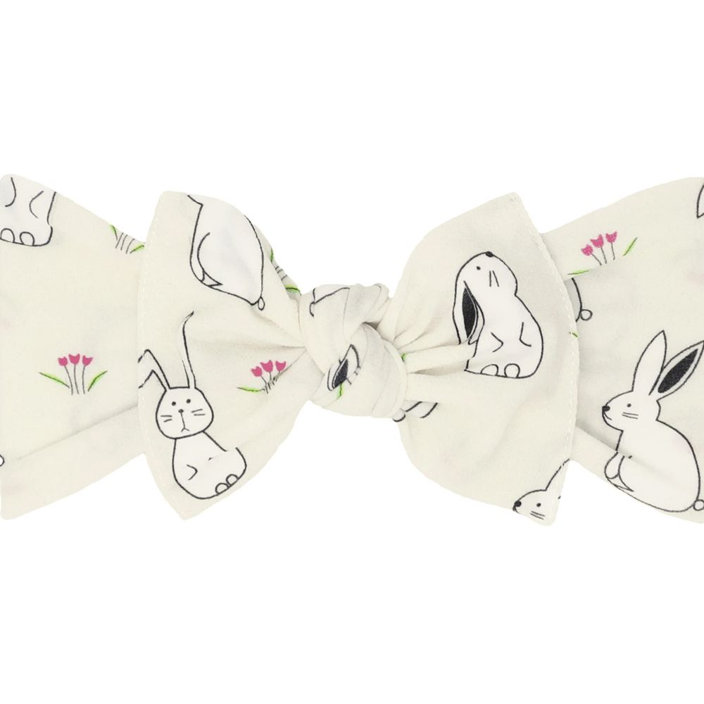 美國baby bling - 純手工極優雅細緻輕柔微彈性/毫無束縛感蝴蝶結髮帶/髮飾_印花經典款-萌萌兔