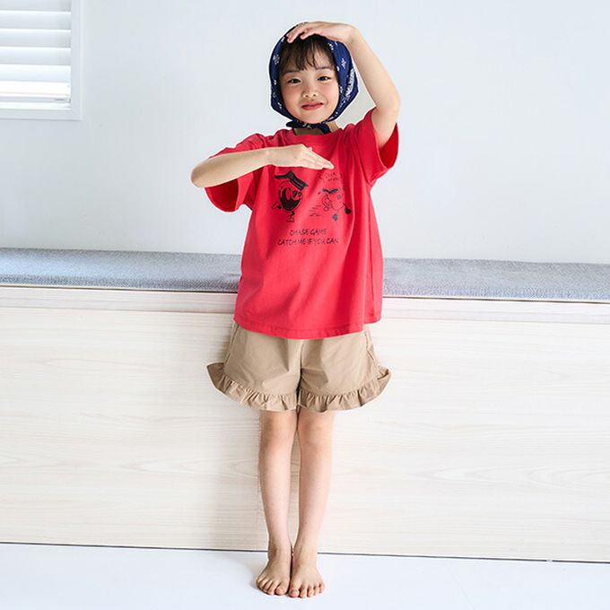 日本 petit main - 100%棉 幽默印花短袖上衣-三明治-紫