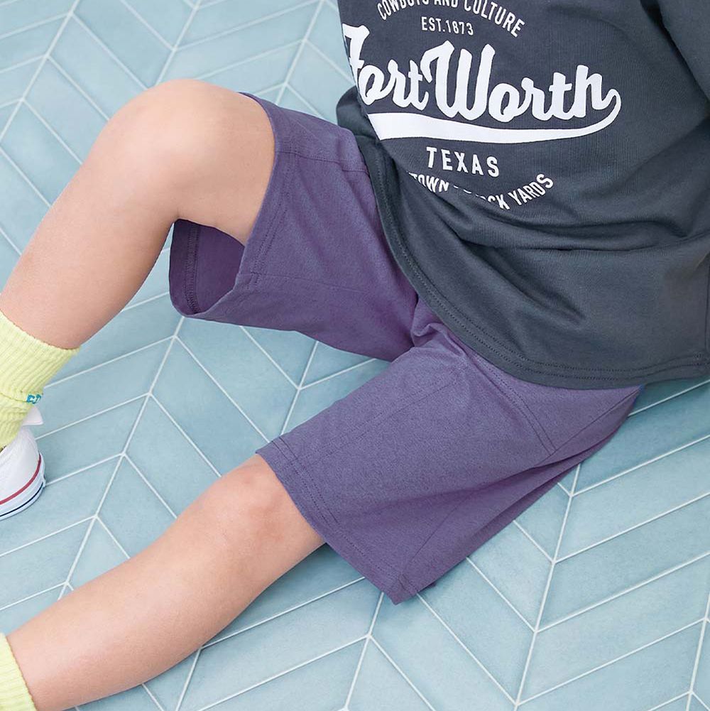 [快乾防皺]可烘乾防污機能五分褲-深紫