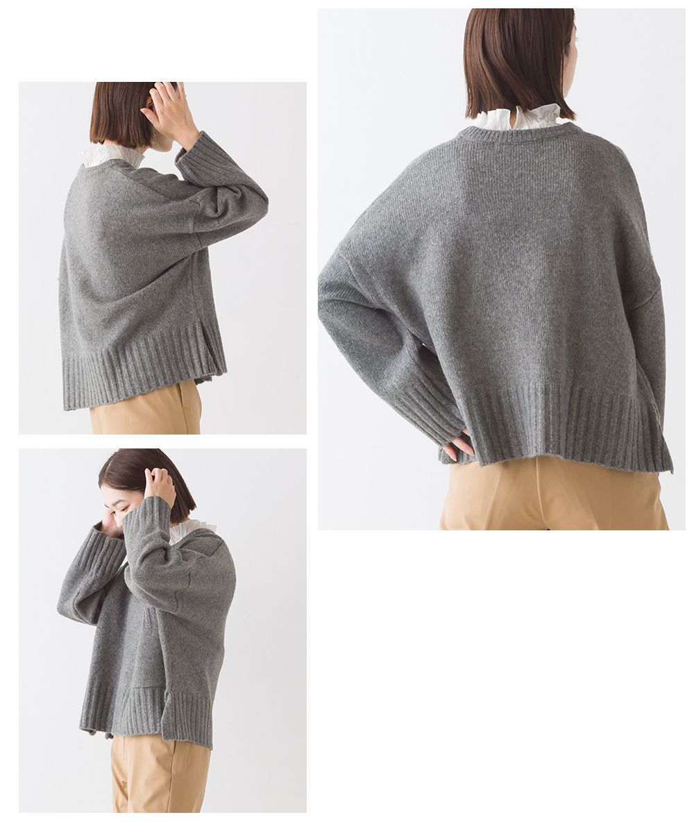 日本 OMNES - 羊毛混紡慵懶感針織毛衣-天空藍