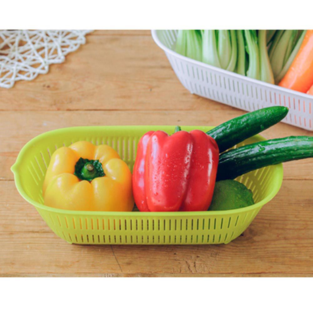 日本 小久保KOKUBO - 日本製長形蔬果瀝水籃-2色可選-綠