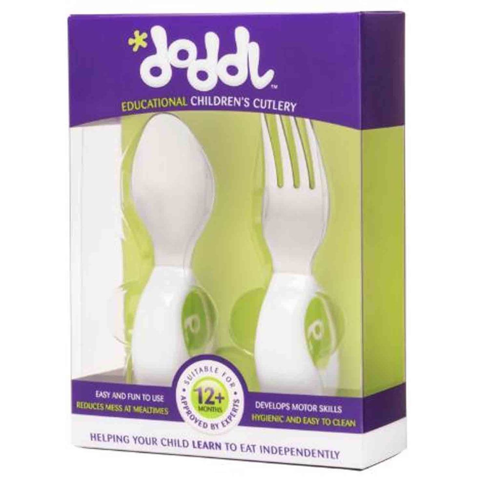 英國 doddl - 人體工學幼兒學習餐具兩件組-綠色-單組
