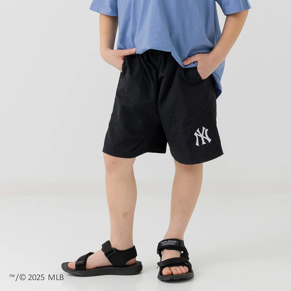 MLB 刺繡logo輕便尼龍短褲-紐約洋基-黑