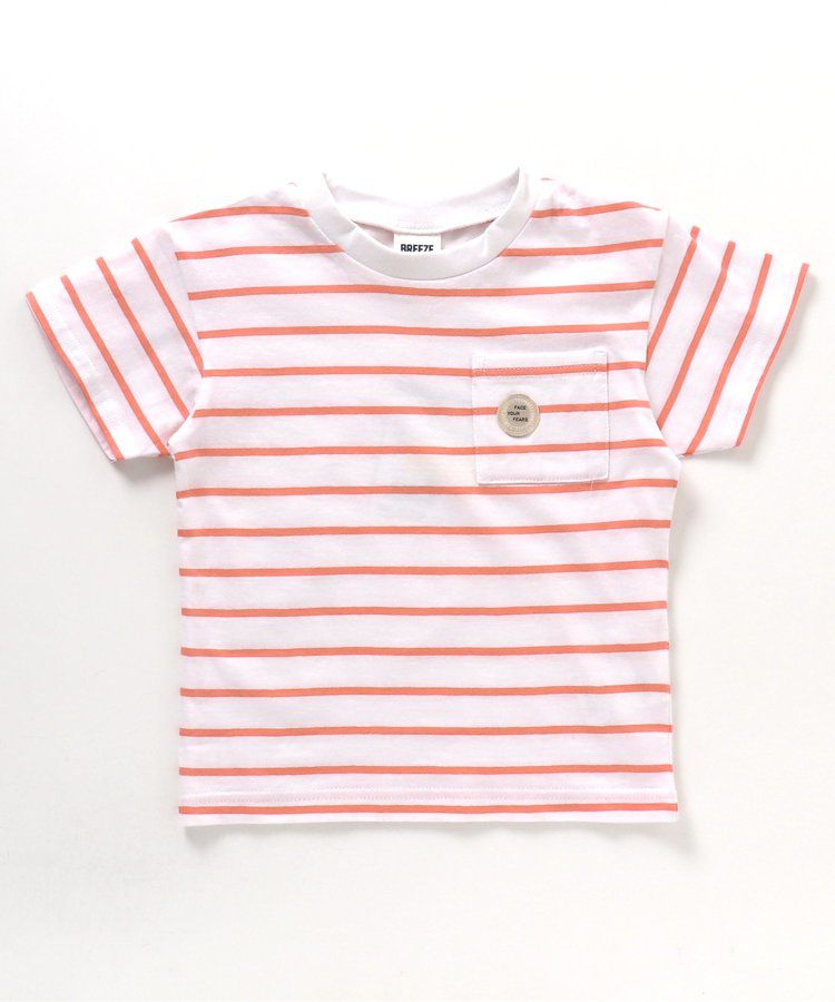 日本 BREEZE - 百搭舒適圓領短袖上衣-條紋-萊姆綠