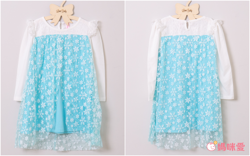 長袖造型公主裙-藍白色