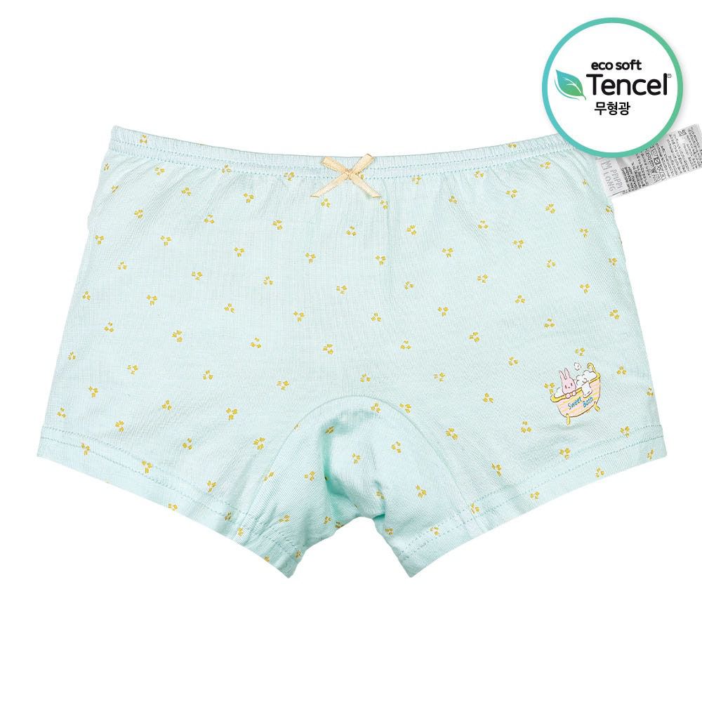 天絲纖維透氣四角褲(女寶)-兔兔泡澡-水藍