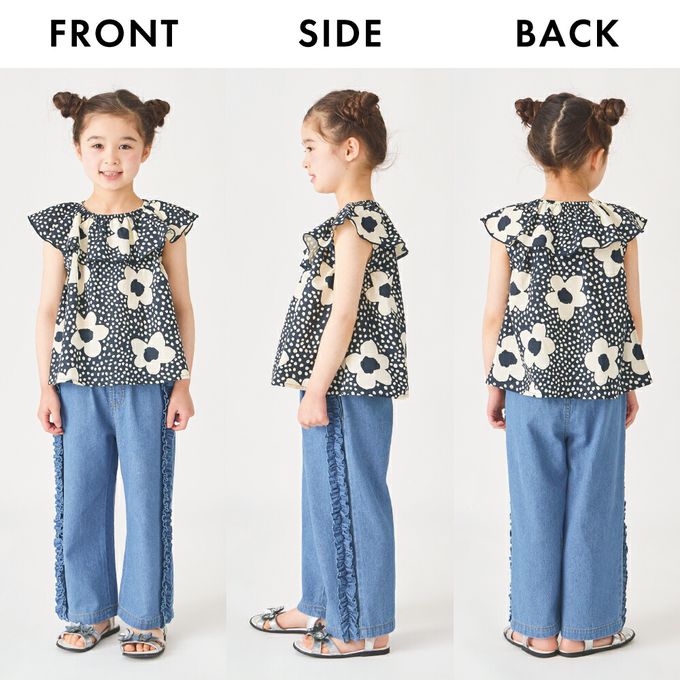 日本 evercloset - 100%棉 歐風荷葉領無袖背心-粉紅