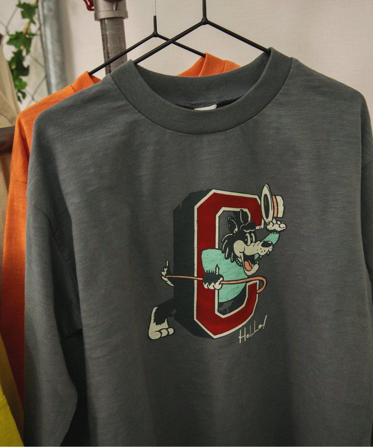 日本 BREEZE - [品牌週年限定]印花長袖上衣-打招呼-炭灰