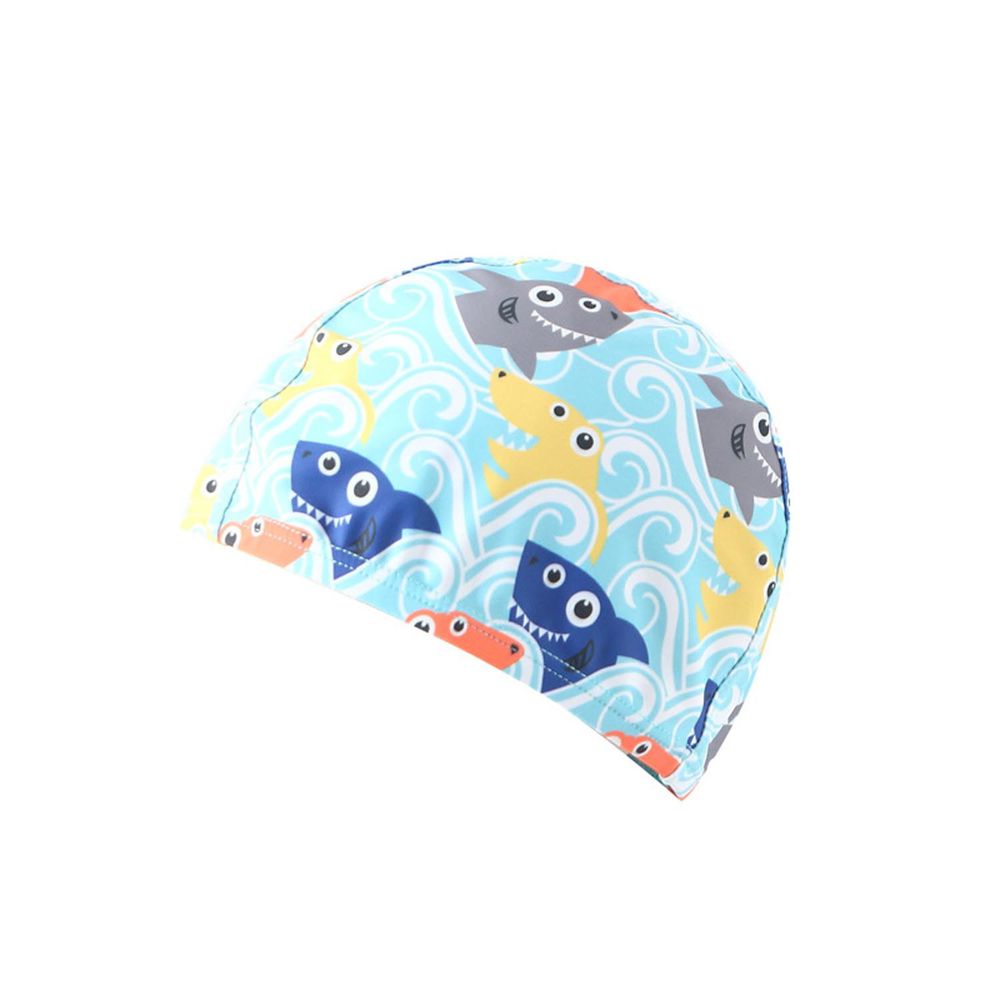 兒童泳帽-快樂鯊魚-淺藍色 (頭圍48cm)