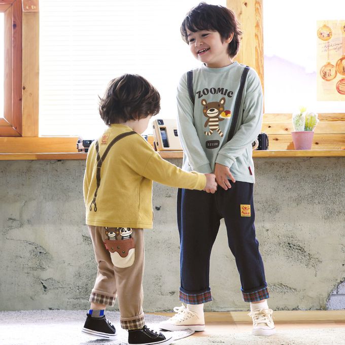 日本 ZOOLAND - 柔軟舒適格紋七分褲-蛋包飯口袋-海軍藍