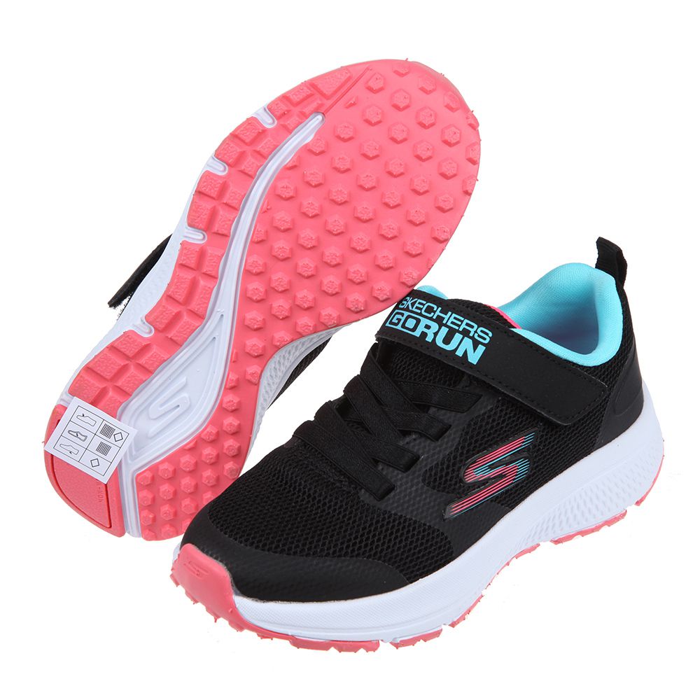 SKECHERS - GORUN_CONSISTENT個性透氣黑淡藍色兒童機能運動