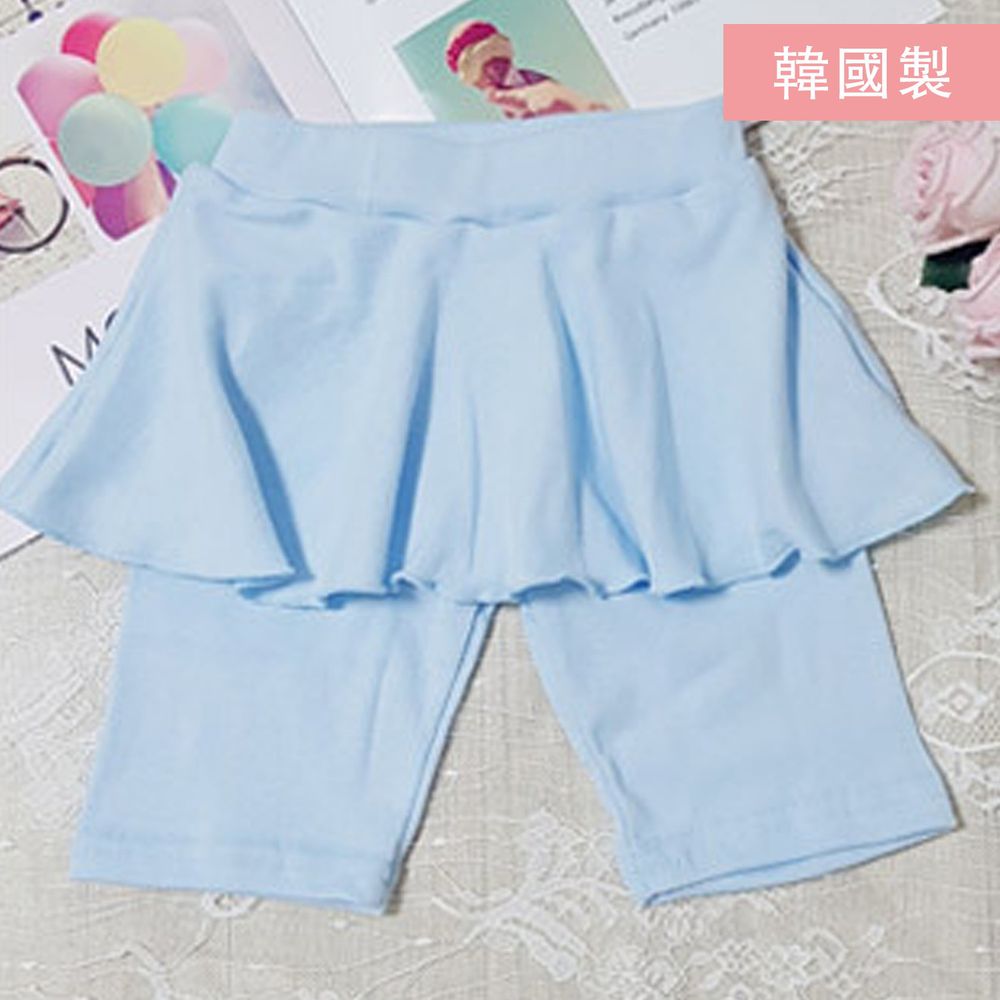 韓國 Rainbowkids - 純棉繽紛糖果色短褲裙-天空藍