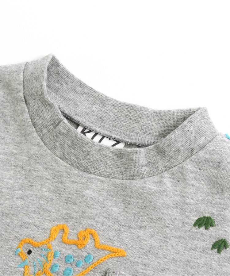 日本 BIT'Z - 彩色刺繡滿版恐龍短袖上衣-灰