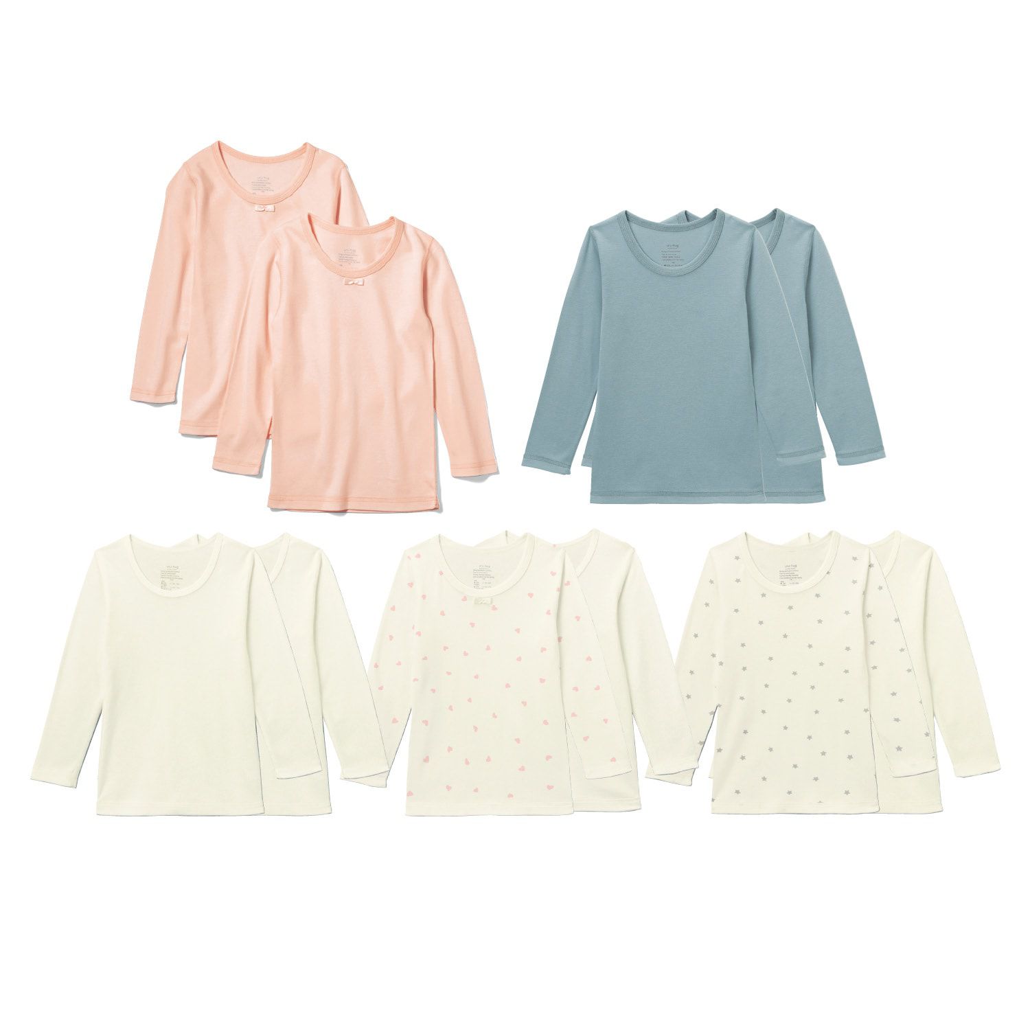 日本千趣會 - uru-hug 保濕保溫材質長袖內搭(2件組)-粉紅x冰棒