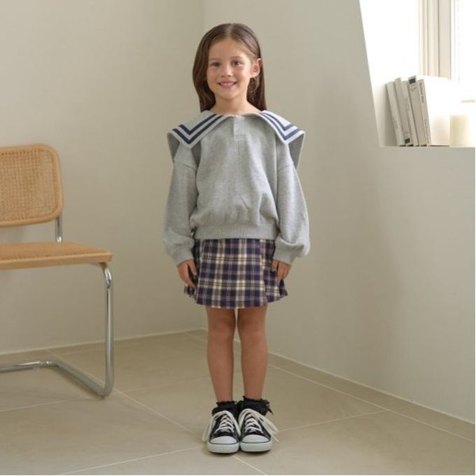 日本 Lycee mine - 學院風俏麗格紋褲裙-蘇格蘭格紋-藍