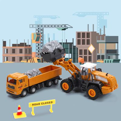 CuteStone - 【盒損福利品】兒童仿真工程卡車套裝玩具26件組
