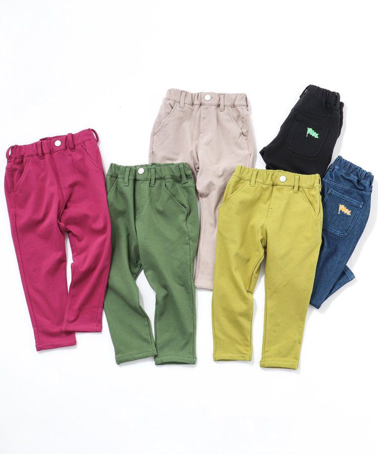 日本 BREEZE - 合身款裏毛保暖彈力長褲-芥末黃