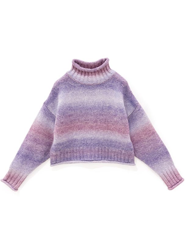 日本 GRL - 漸層暈染刷色保暖毛衣-粉紫 (F)