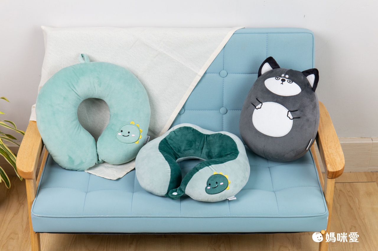 刺繡U型護頸枕(立體款)-貓咪-黃色 (28x28x10cm)