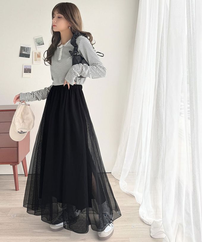 日本 Classical Elf - 浪漫蓬鬆層次感超長紗裙-黑