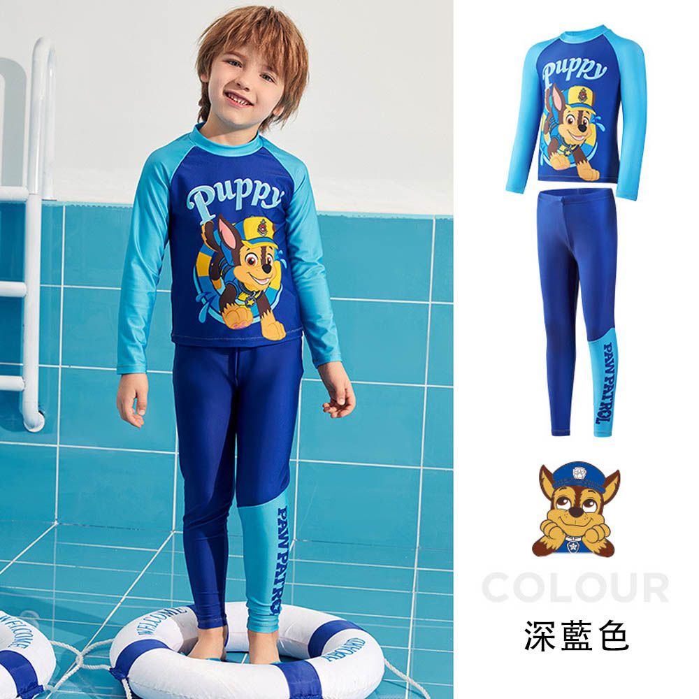 UPF50+長袖泳裝套裝-卡通人物阿奇-深藍色