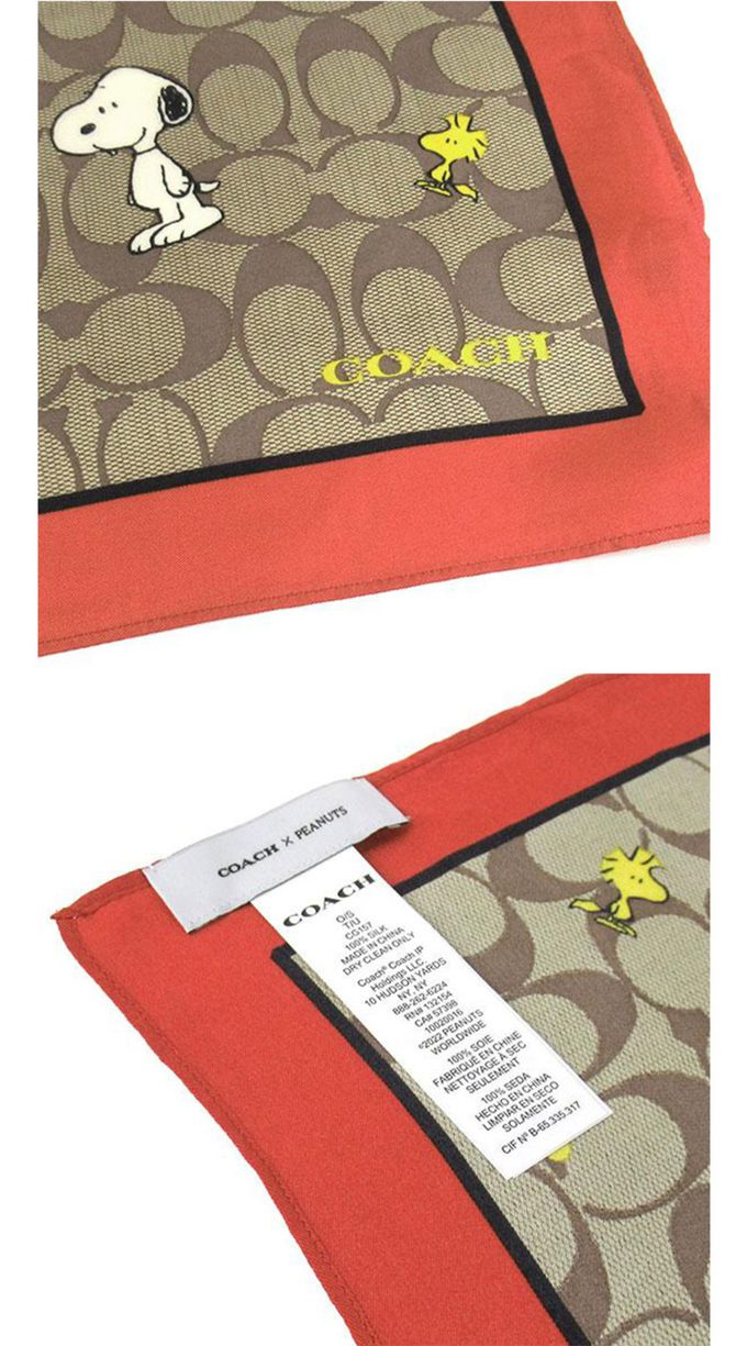 COACH - 滿版LOGO聯名絲巾 (史努比)