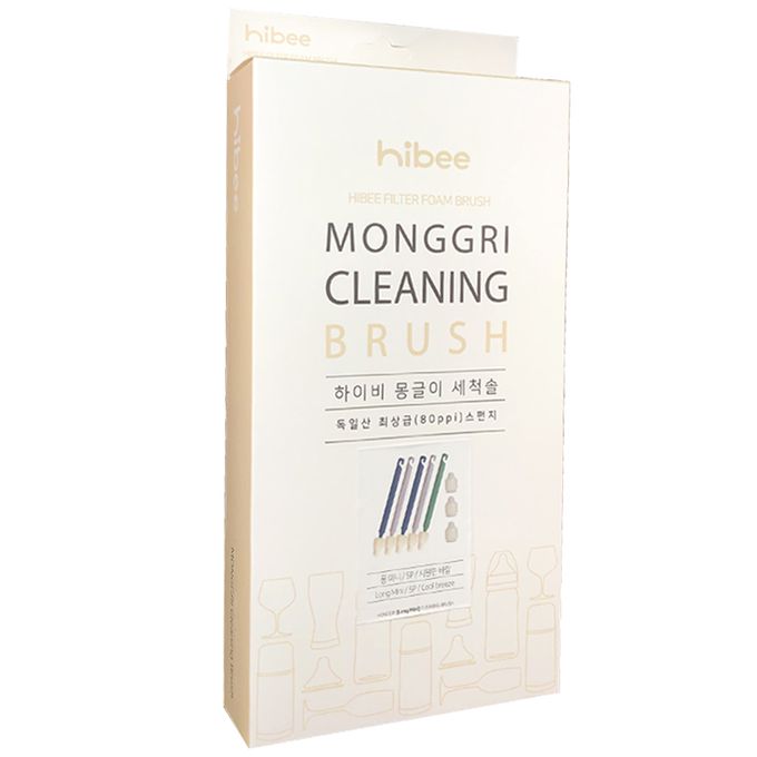 正韓 hibee - 極細緻奶嘴/奶瓶/杯蓋螺旋/各類杯具 海綿隙縫刷 (5入組)-HFB002