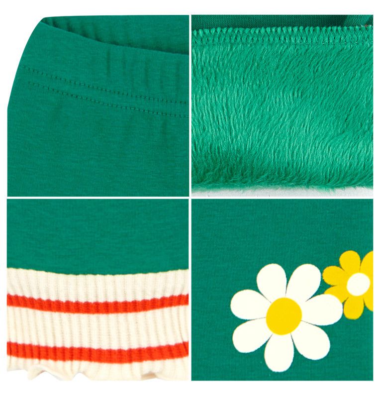 韓國 HEJMINI - (內刷毛)兩朵花針織褲管內搭褲-象牙白