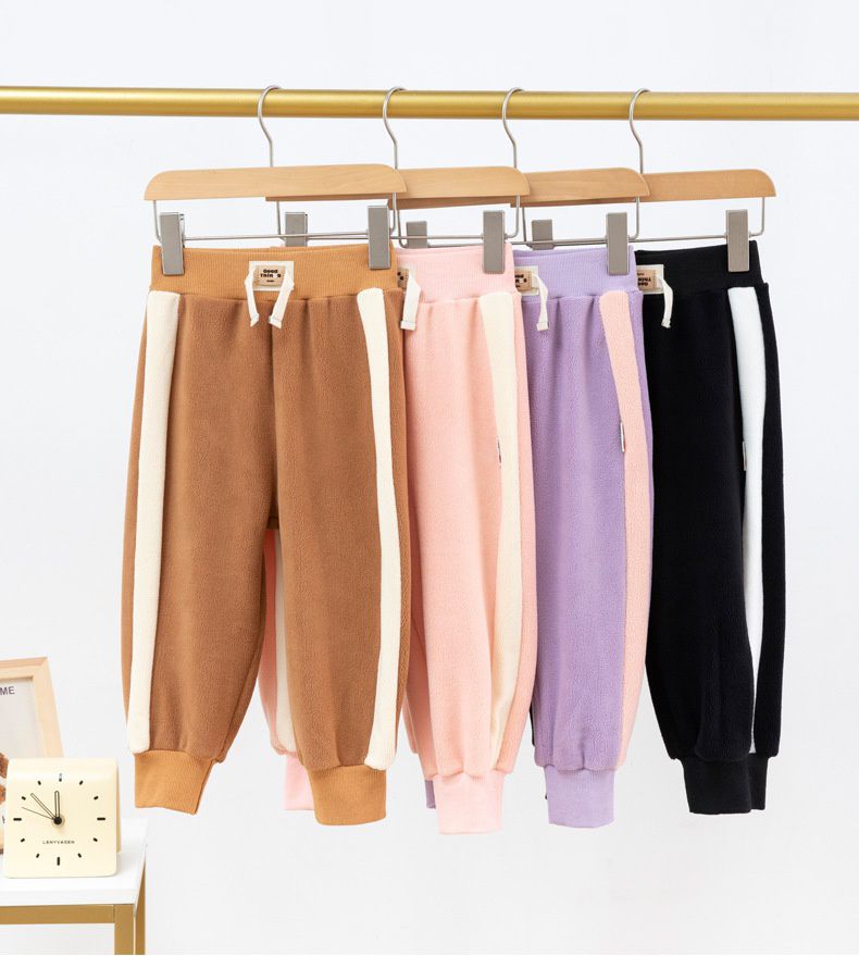 FANMOU - 加絨腰鬆緊束口休閒長褲-粉色