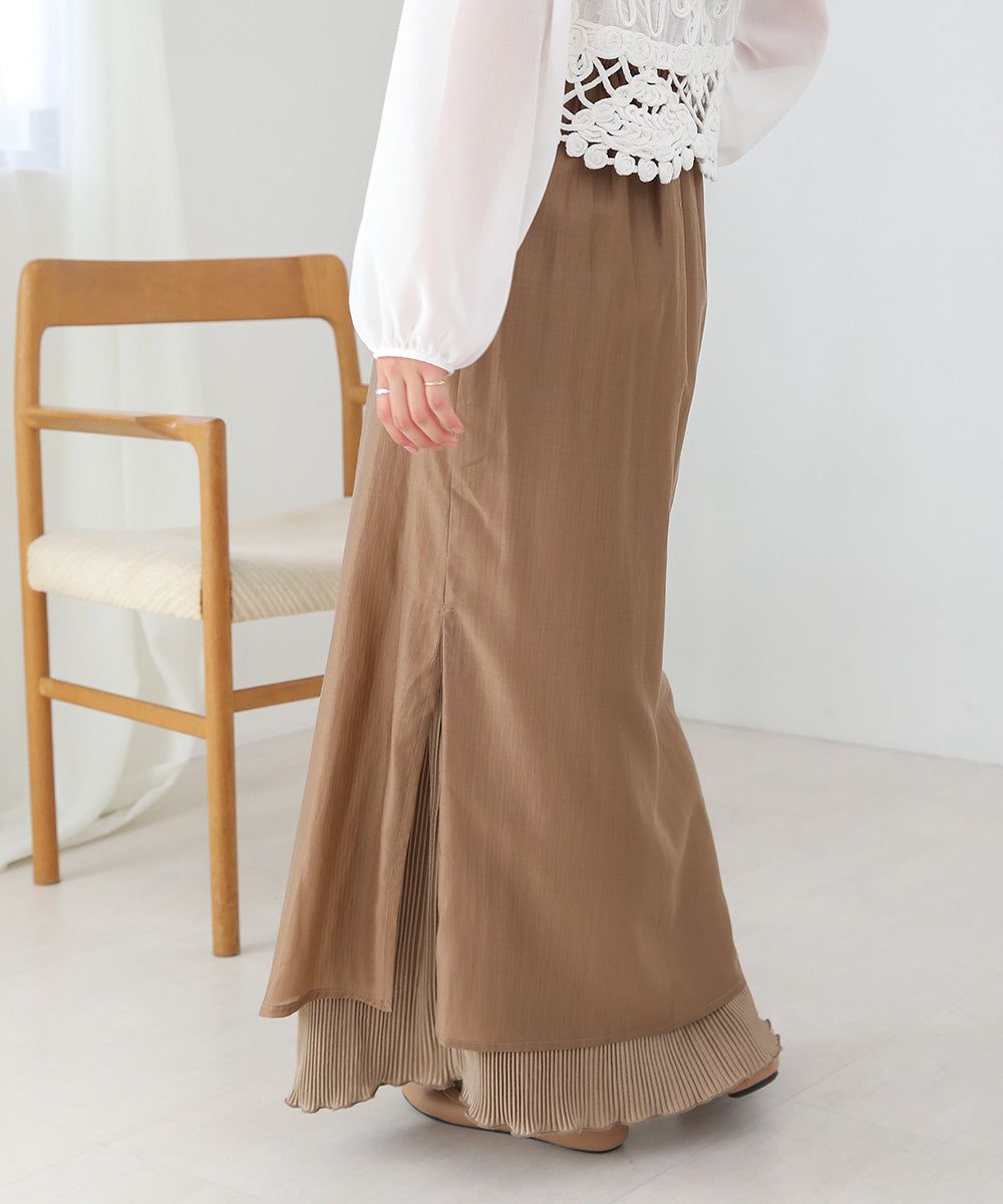 日本 Bab - 2WAY細摺拼接百搭長裙-淺灰