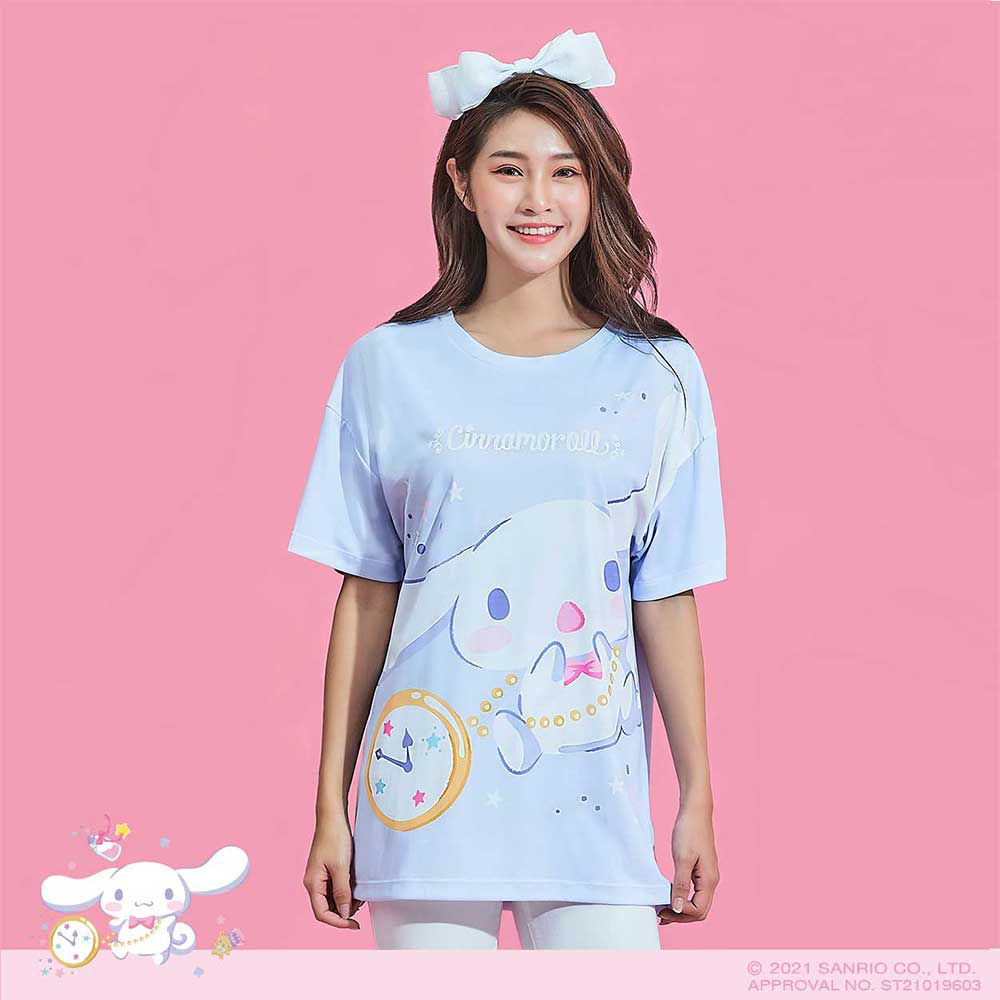 WIWI - 短版-羞澀Hello Kitty防曬排汗涼感衣-女-湛海藍