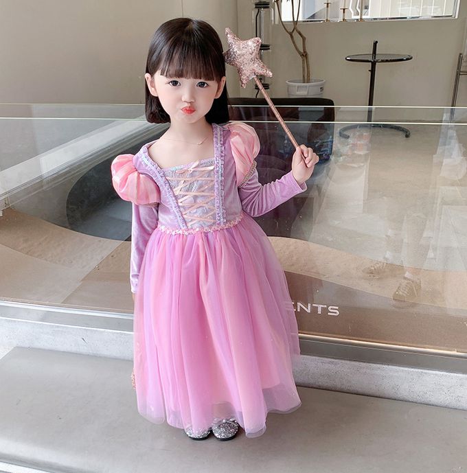 魔法公主長袖洋裝-紫色
