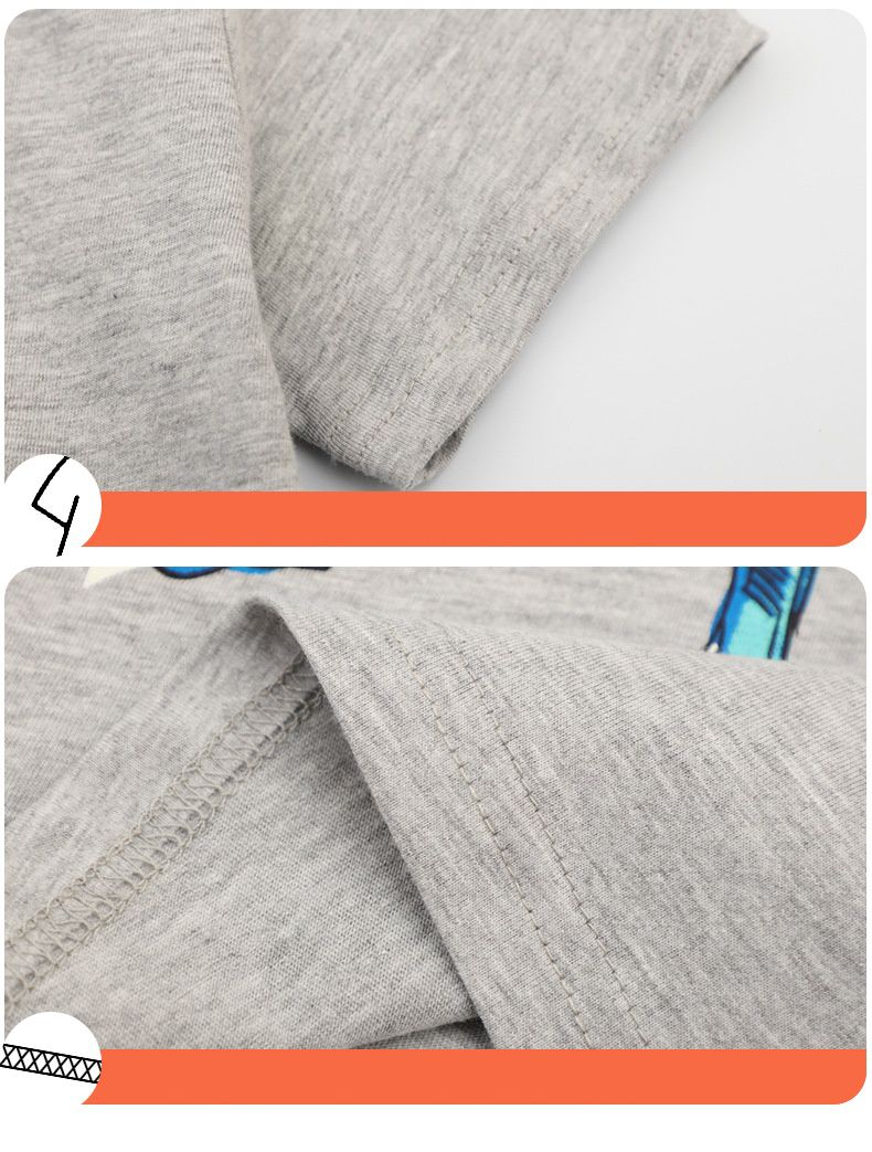 Jumping meters - 夜光圓領短袖上衣-嘶吼恐龍-灰色