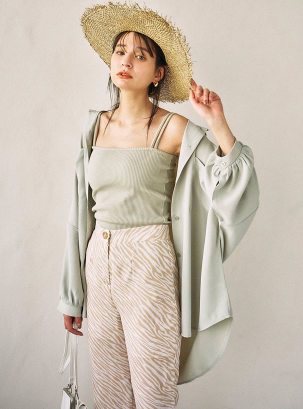 日本 GRL - 慵懶風傘狀寬鬆雪紡襯衫/外套-白