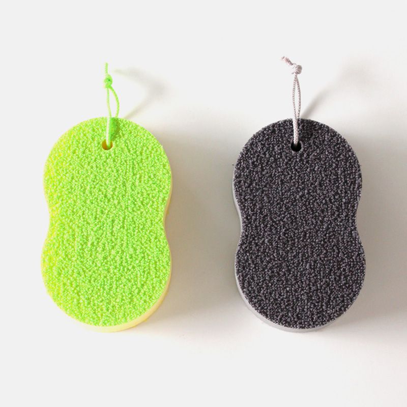 日本 MARNA - 軟硬雙面材質 除水垢菜瓜布/清潔刷-黑灰