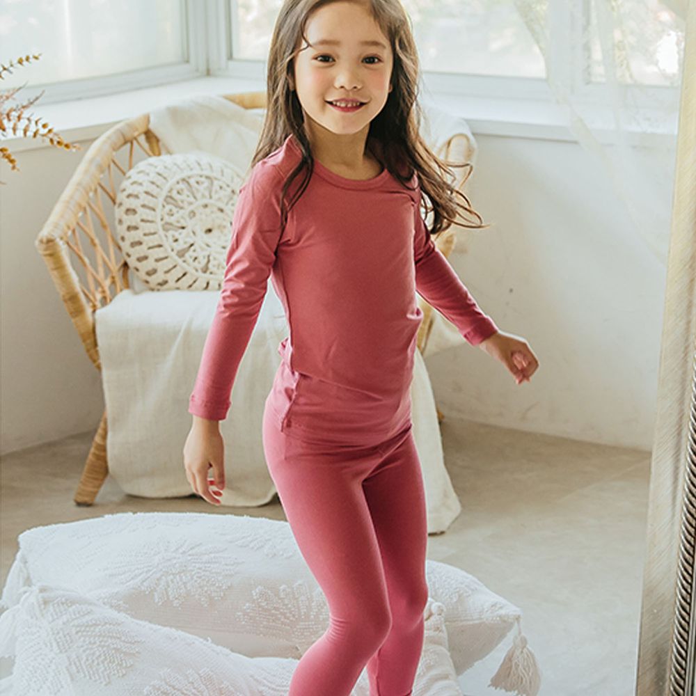 韓國 Puco - 輕盈感保暖衣套裝-粉紅
