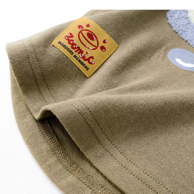 日本 ZOOLAND - 立體刺繡撞色長袖上衣-療癒咖哩飯-軍綠