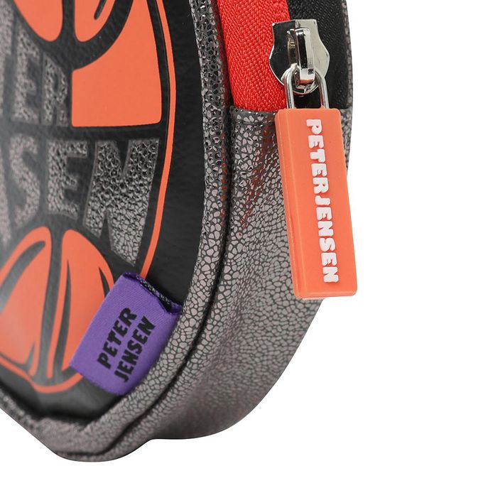 韓國 PETER JENSEN - (附吊繩)籃球圓形拉鍊零錢包-銀黑 (12x12cm)