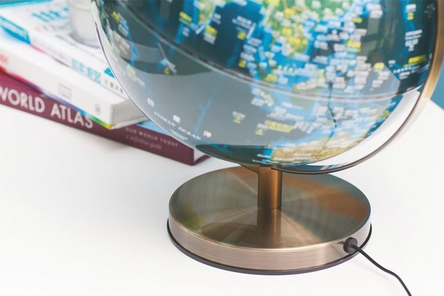 SKYGLOBE - 12吋地形海溝人口分佈古銅色底座地球儀(附燈/中英文對照)