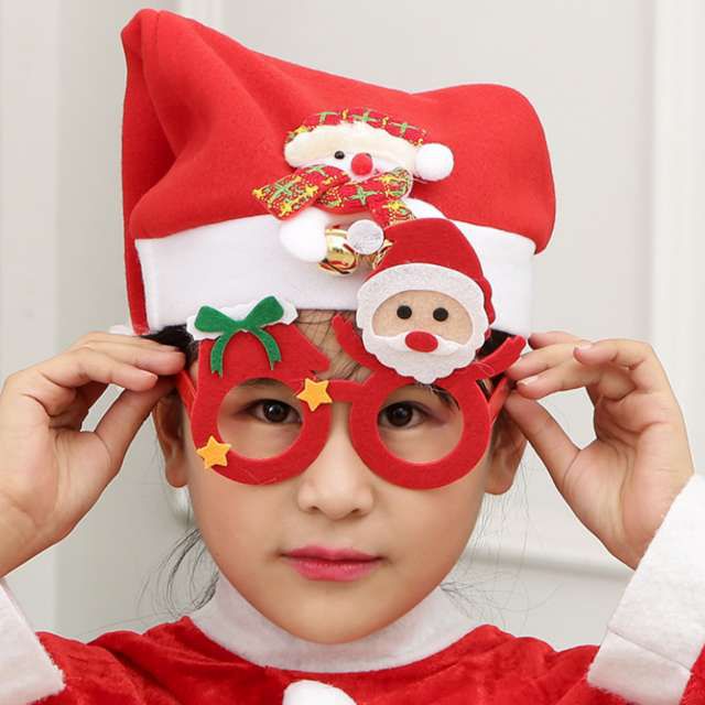 MODACore 摩達客 - 聖誕派對造型眼鏡-聖誕老公公紅圓框(簡易DIY)