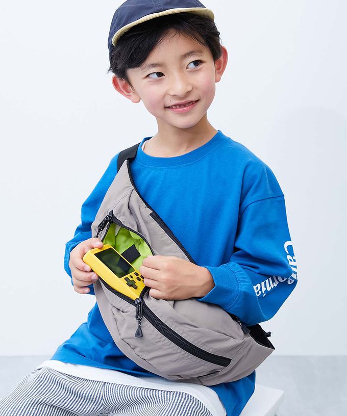 日本 devirock - 飽和色大容量側揹腰包(親子通用)-百搭灰 (約17x43x11cm)