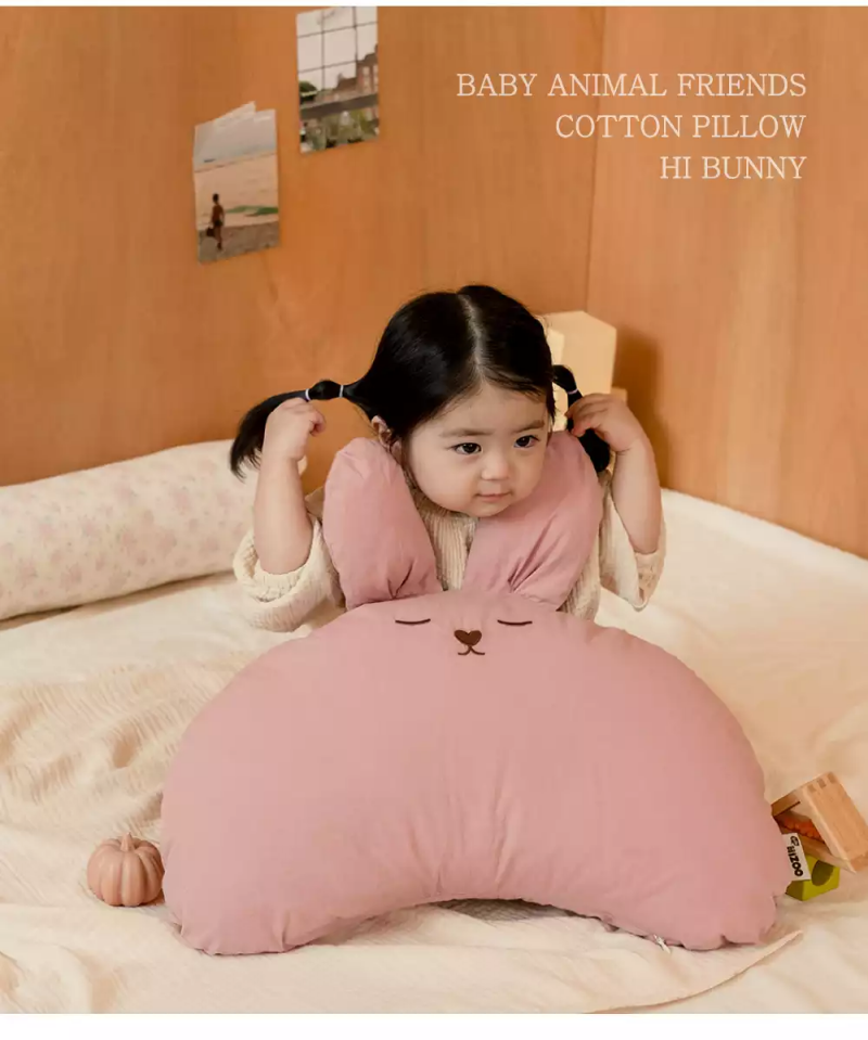 韓國 Hello HiZoo - 手工製動物造型純棉柔感兒童枕套-Hi Bear-深可可 (50x30cm)