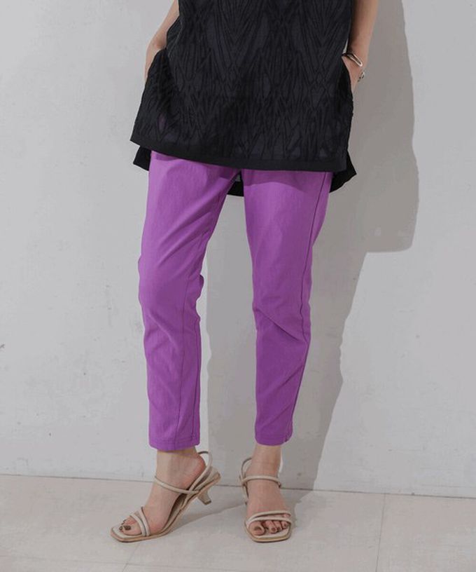 日本 Bab - 接觸冷感 UVcut定番美腳九分褲-葡萄紫