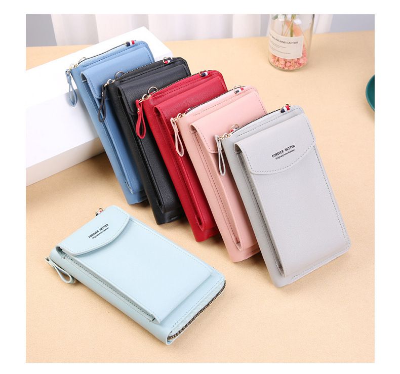 大容量雙層手機包/斜背包-粉红色 (19.5x11x4cm)