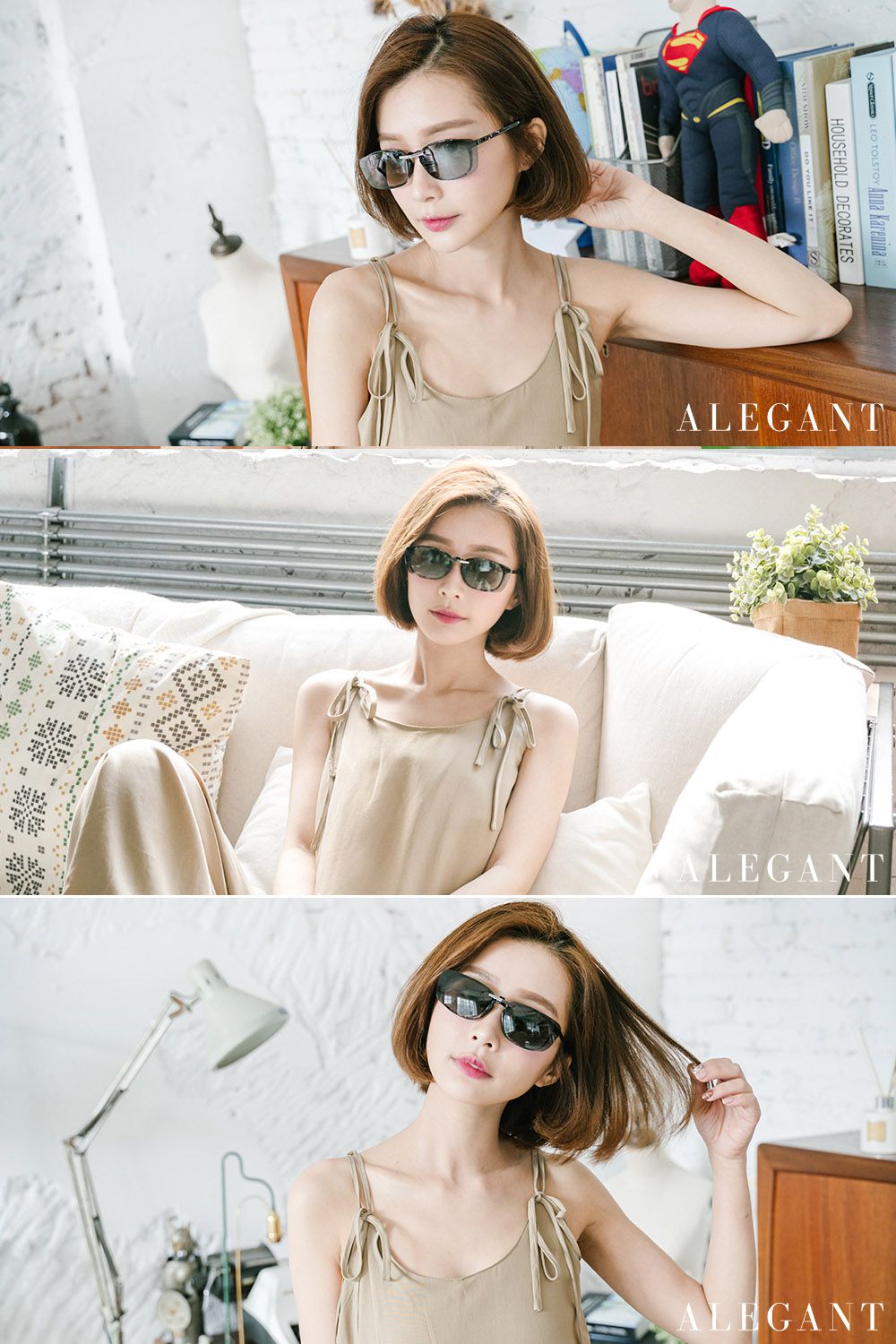 ALEGANT - 冰島灰鋁鎂合金夾式結構寶麗來偏光太陽眼鏡│UV400墨鏡車用夾片│外掛夾式鏡片│近視可戴外掛寶麗來墨鏡