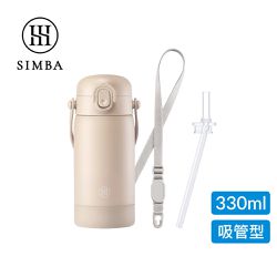 Simba 小獅王辛巴 - TEENYLITE不鏽鋼保溫瓶經典組-杏茶-手提吸管330ml