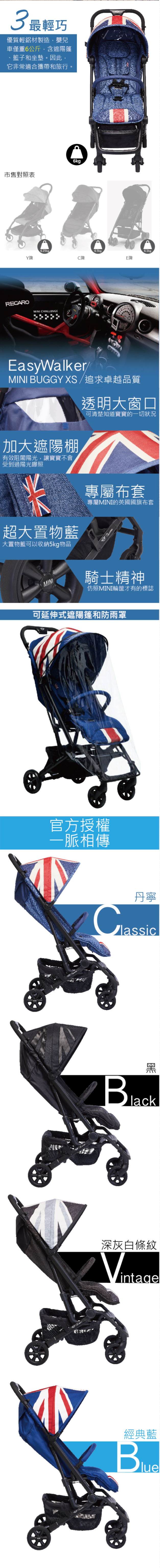 荷蘭 easywalker - Mini by Easywalker Buggy XS-丹寧-贈送(肩背帶.蚊帳.收納提袋.前扶手.雨罩)