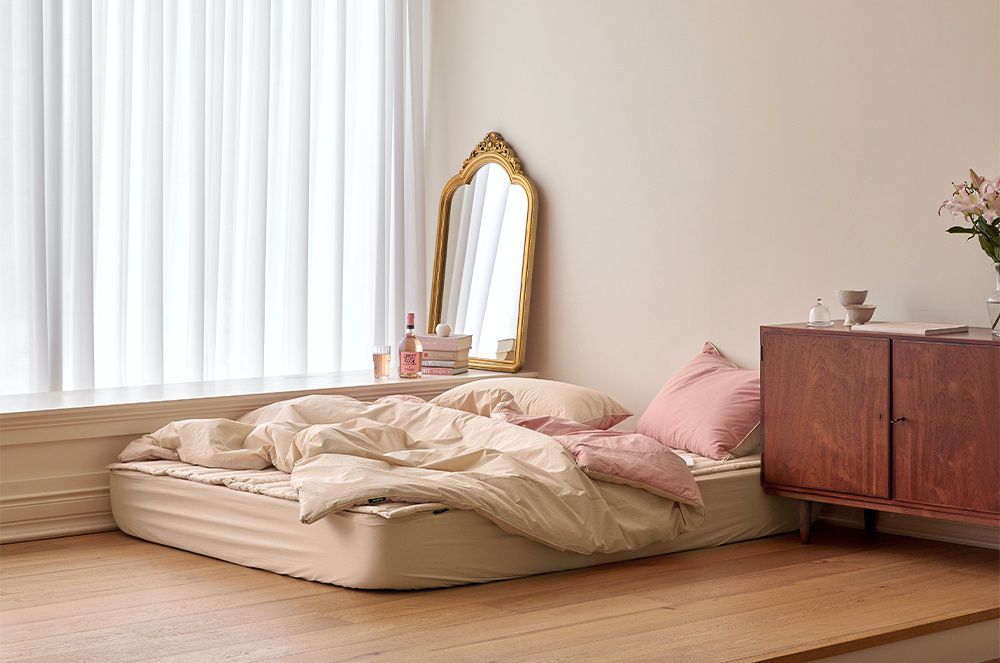 韓國 Maatila - 可水洗雙色高密度60支棉棉被(贈收納袋)-玫瑰花茶